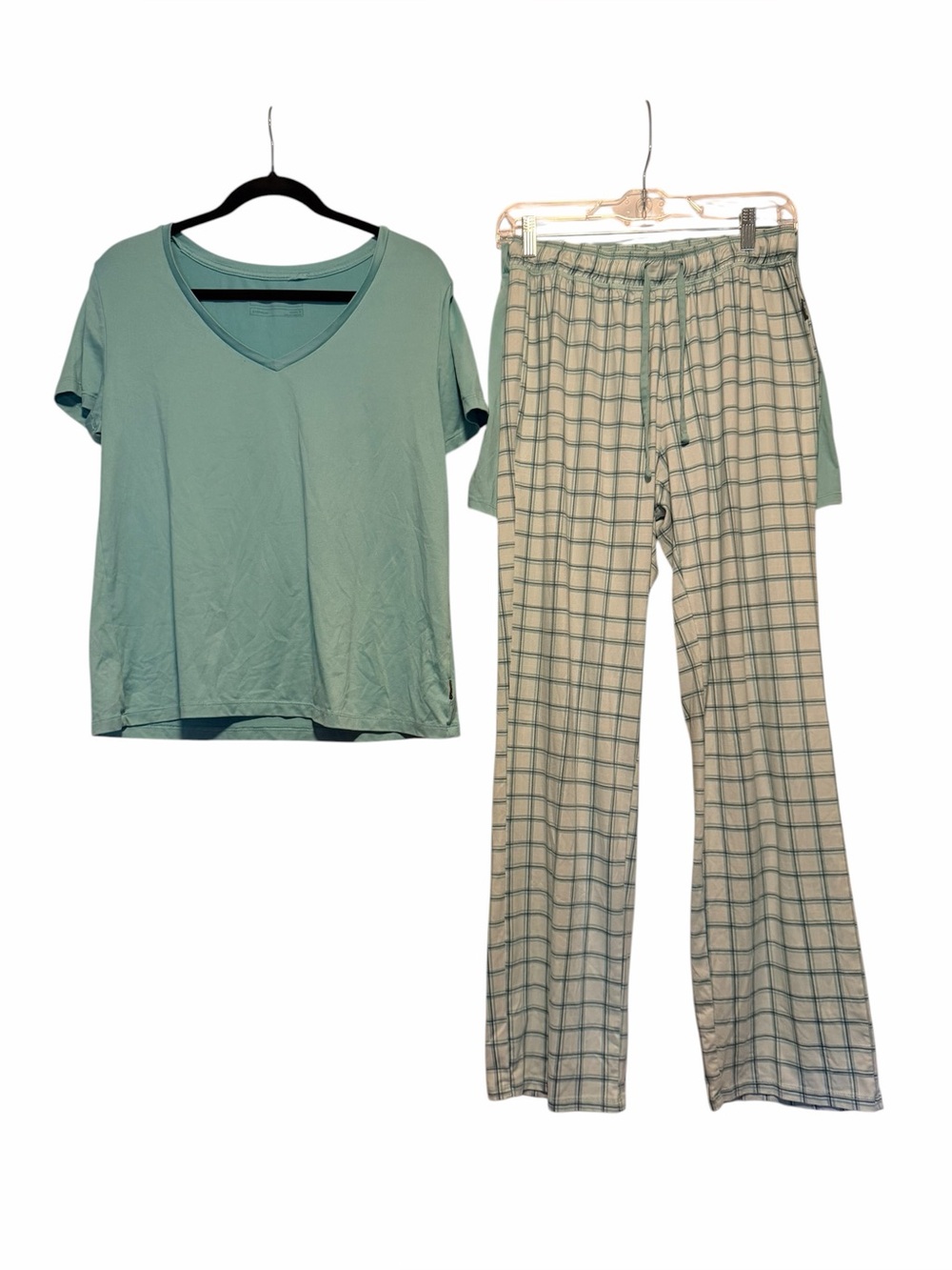 3 PC Eddie Bauer Mint Green V-Neck Pajama Set Size Medium